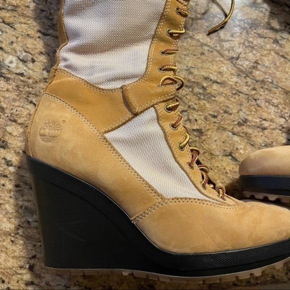 Timberland Women’s Spring Point Lace Up 14” Wedge Boots Wheat/Brown size 7 - Picture 7 of 9